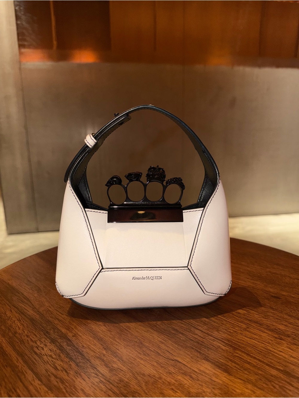 Alexander McQueen White Mini Knuckle-Handle Shoulder Bag